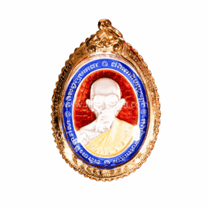 หลวงพ่อรวย รุ่นพญาไก่ ปี 2560 เนื้อเงิน ลงยาแดง