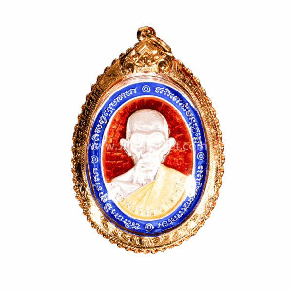 หลวงพ่อรวย รุ่นพญาไก่ ปี 2560 เนื้อเงิน ลงยาแดง