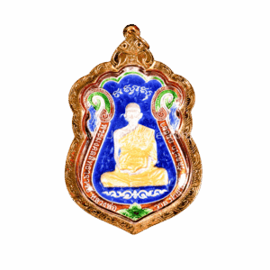 หลวงพ่อรวย รุ่นไตรมาส ปี 2559 เนื้อเงิน ลงยาสีน้ำเงิน