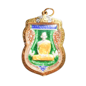 หลวงพ่อรวย รุ่นบูชาครู ปี 2564 เนื้อเงินลงยาสีเขียว